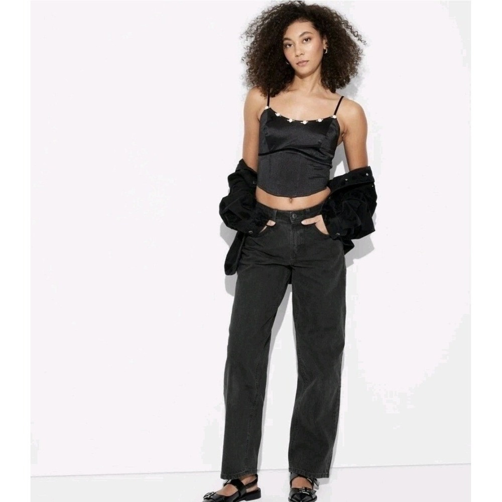 Wild Fable NWT 0/31" Inseam High Waisted Relaxed Straight Black Wash Denim Jeans
